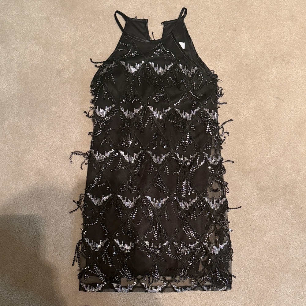 Speechless Black and Silver Formal Kids Dress